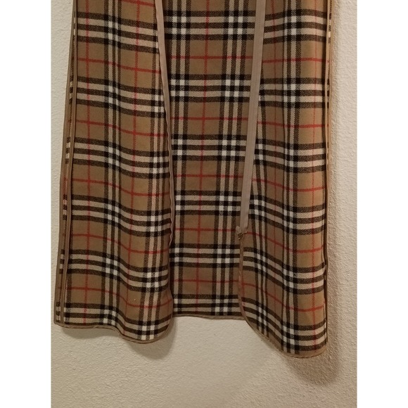 Burberrys Vintage Nova Check Wool Liner Vest Tan Plaid Sleeveless Jacket women L - Picture 3 of 11